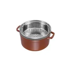 Staub Cocotte Med Dampindsats 26 Cm, Rund, Kanel, Støbejern -Køkkenudstyr Butik 40511 503 0 3