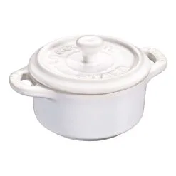 Staub Mini Cocotte 10 Cm, Rund, Elfenben-Hvid, Keramisk