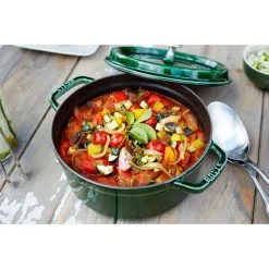 Staub Cocotte 26 Cm, Rund, Basilikum-Grøn, Støbejern -Køkkenudstyr Butik 750032316