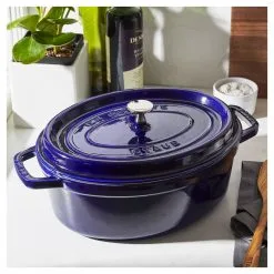 Staub Cocotte 29 Cm, Oval, Mørk-Blå, Støbejern -Køkkenudstyr Butik 750032554